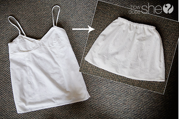 Turn a Womans Tank Top into a Girls Skirt
