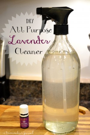 ways to use lavender oil showing a photo of cleaner in a spray bottle