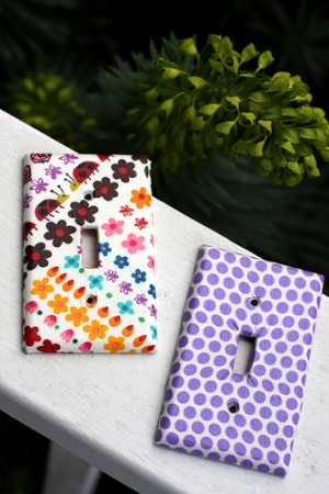 decorative switch plates made with scrap fabric