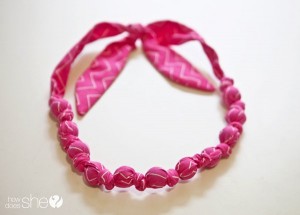 necklace made with fabric scraps