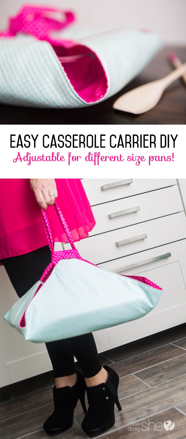Easy Casserole Carrier DIY - adjustable for different size pans