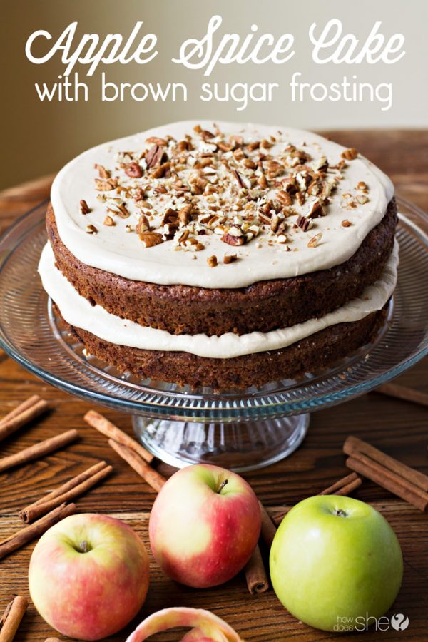 Apple spice cake with brown sugar frosting