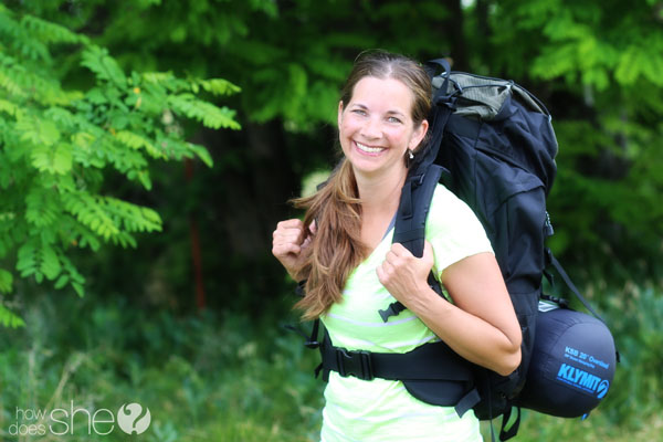 Missy wearing backpack for Havasupai Falls hike