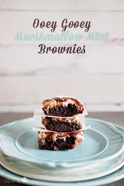 Ooey-Gooey Marshmallow Mint Brownies!