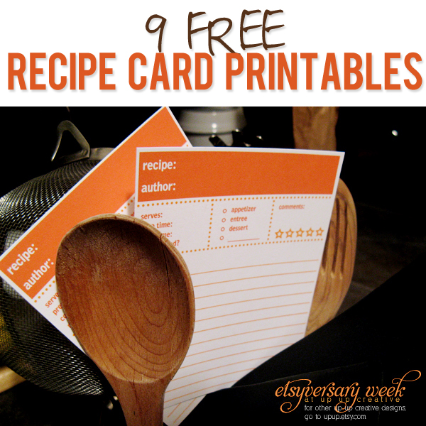 9 FREE Recipe Card Printables
