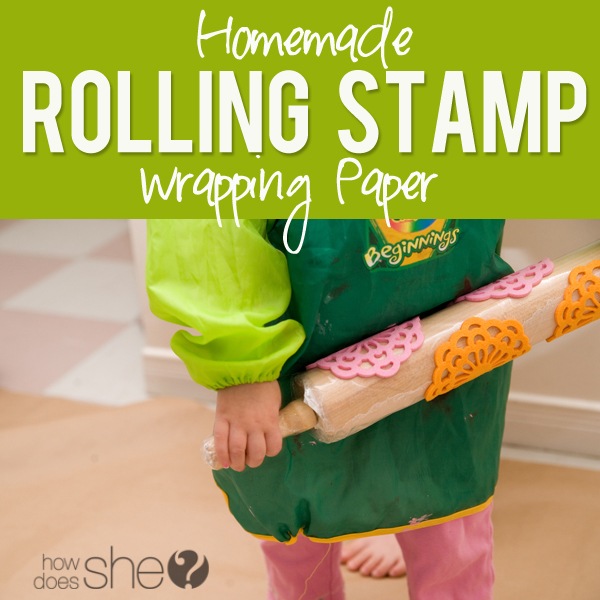 Homemade Rolling Stamp Wrapping Paper