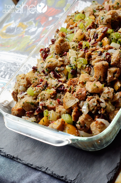 Thanksgiving stuffing into bread pudding
